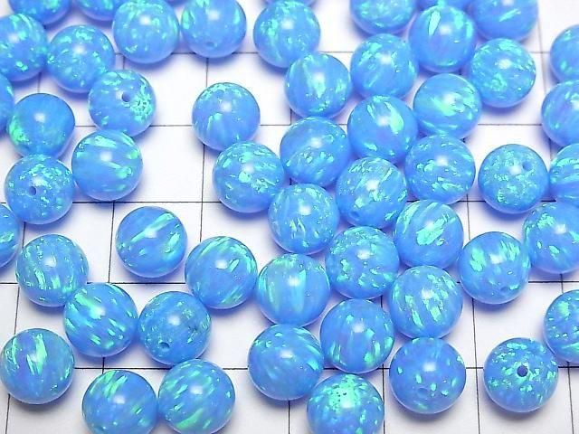 [Video] Kyoto Opal Half Drilled Hole Round 8mm [Light Blue] 1pc