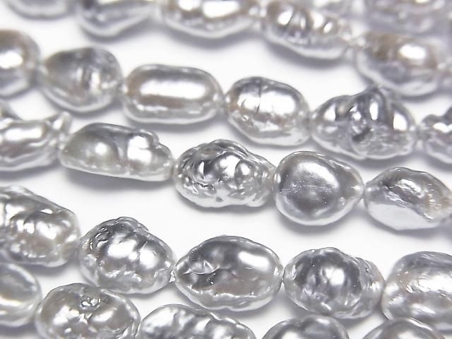 [Video] Fresh Water Pearl AA Silver Baroque 6-9mm Pearl Coated 1strand Beads (approx. 15inch/38cm)