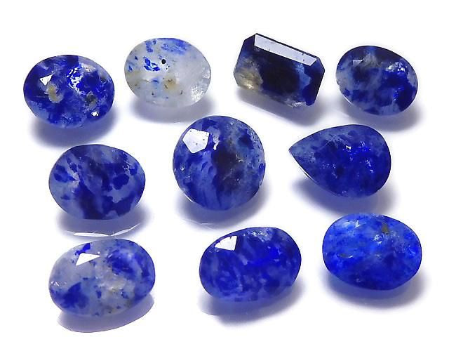 [Video][One of a kind] Lazurite in Sodalite Loose Stone Faceted 10pcs Set NO.15