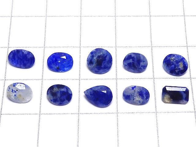 [Video][One of a kind] Lazurite in Sodalite Loose Stone Faceted 10pcs Set NO.15