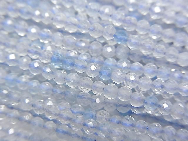 Aquamarine AA++ Faceted Round 2mm 1strand beads (aprx.15inch/37cm)High Quality!