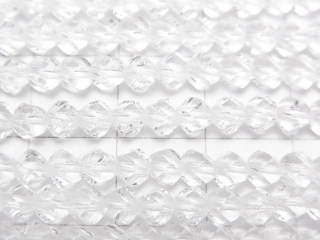 Crystal (Fused Quartz) AAA 8-Faceted Twist x Multiple Facets 4mm 1strand beads (approx. 15inch/36cm) High Quality!