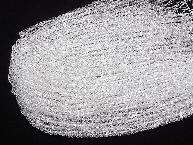 Crystal (Fused Quartz) AAA 8-Faceted Twist x Multiple Facets 4mm 1strand beads (approx. 15inch/36cm) High Quality!