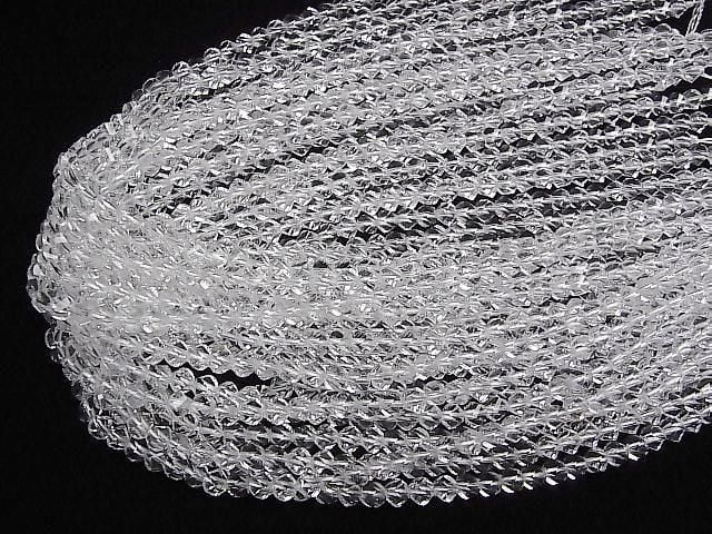 Crystal (Fused Quartz) AAA 8-Faceted Twist x Multiple Facets 6mm 1strand beads (approx. 15inch/36cm) High Quality!