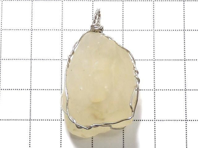 [Video][One of a kind] Libyan Desert Glass Rough Rock Nugget Pendant Wire Frame NO.4