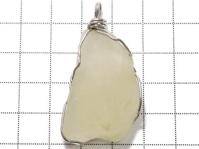 [Video][One of a kind] Libyan Desert Glass Rough Rock Nugget Pendant Wire Frame NO.8