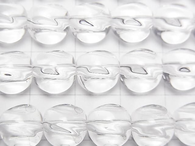 Crystal (Fused Quartz) AAA 3-Faceted Twist Round 10mm 1strand beads (approx. 14 inches/35 cm)