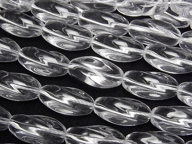 Crystal (Fused Quartz) AAA 3-Faceted Twist Rice 19x9x9mm 1strand beads (approx. 14inch/34cm)