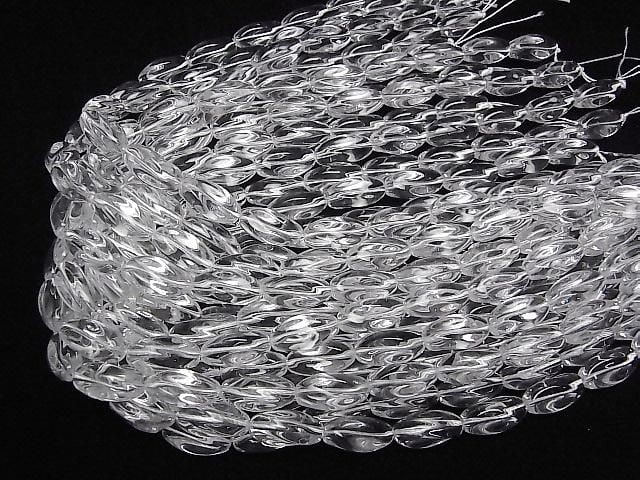 Crystal (Fused Quartz) AAA 3-Faceted Twist Rice 19x9x9mm 1strand beads (approx. 14inch/34cm)