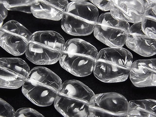 Crystal (Fused Quartz) AAA Flat Nugget 1strand beads (approx. 15 inches/36 cm)
