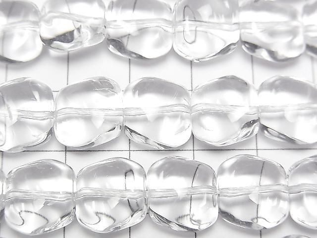 Crystal (Fused Quartz) AAA Flat Nugget 1strand beads (approx. 15 inches/36 cm)