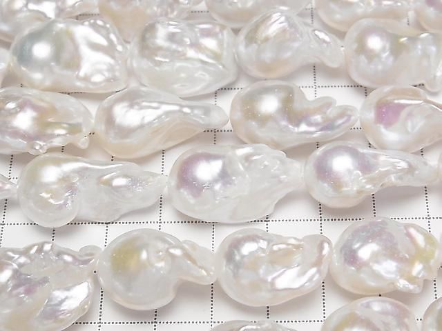 [Video] Fresh Water Pearl AA++ Fin Baroque 16-25mm White 1strand beads (approx. 15inch/37cm)