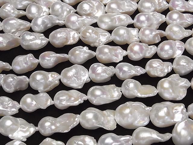 [Video] Fresh Water Pearl AA++ Fin Baroque 16-25mm White 1strand beads (approx. 15inch/37cm)