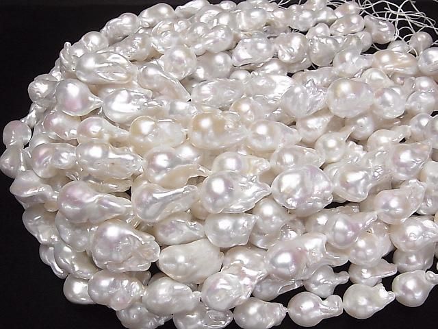 [Video] Fresh Water Pearl AA++ Fin Baroque 16-25mm White 1strand beads (approx. 15inch/37cm)
