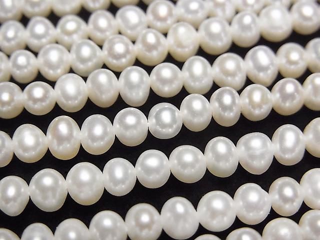 [Video] Fresh Water Pearl AA+ Potato 4mm White 1strand beads (approx. 14inch/35cm)