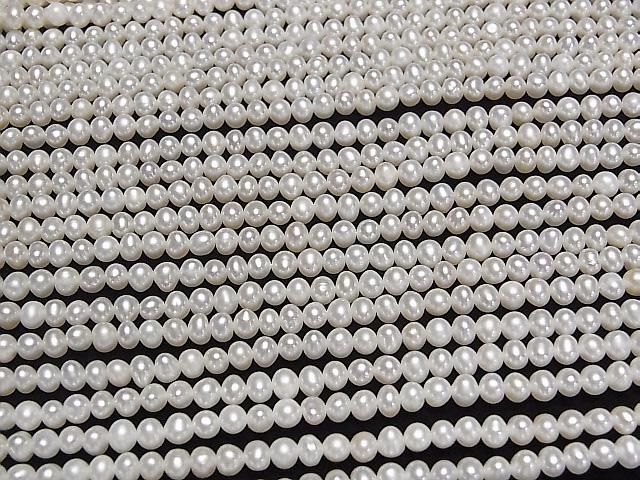 [Video] Fresh Water Pearl AA+ Potato 4mm White 1strand beads (approx. 14inch/35cm)