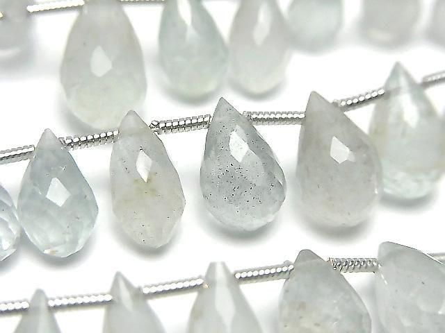 [Video] Milky Aquamarine AA++ Drop Faceted Briolette half or 1 strand (26pcs)