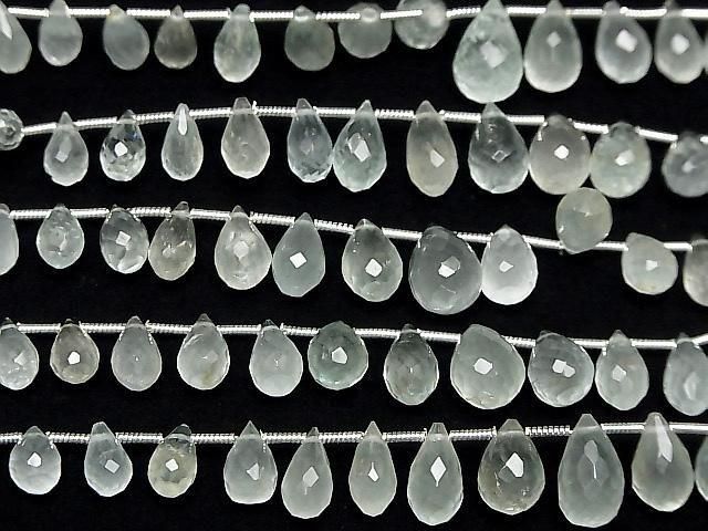 [Video] Milky Aquamarine AA++ Drop Faceted Briolette half or 1 strand (26pcs)
