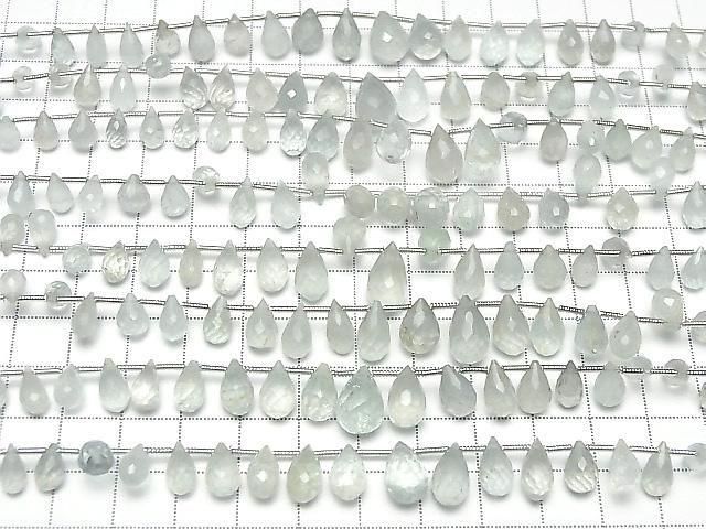 [Video] Milky Aquamarine AA++ Drop Faceted Briolette half or 1 strand (26pcs)