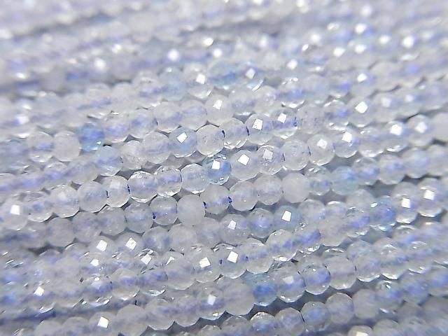 [Video] High Quality! Aquamarine AA++ Faceted Button Rondelle 2x2x1.5mm 1strand beads (aprx.15inch/37cm)