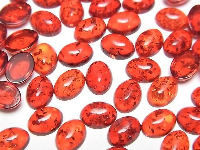 [Video] Cracked Red Amber Oval Cabochon 8x6mm 5pcs