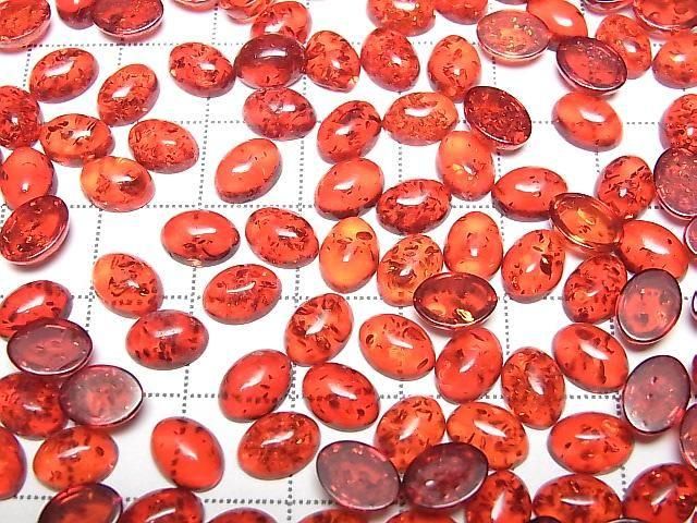 [Video] Cracked Red Amber Oval Cabochon 8x6mm 5pcs