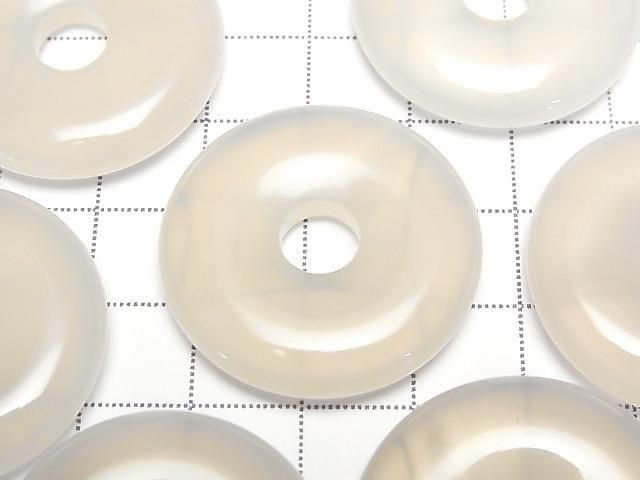 [Video] White Chalcedony Coin (Donut) 30x30mm 2pcs