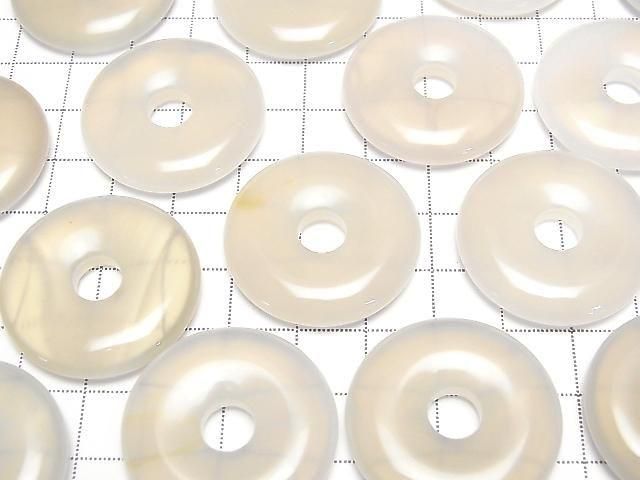 [Video] White Chalcedony Coin (Donut) 30x30mm 2pcs