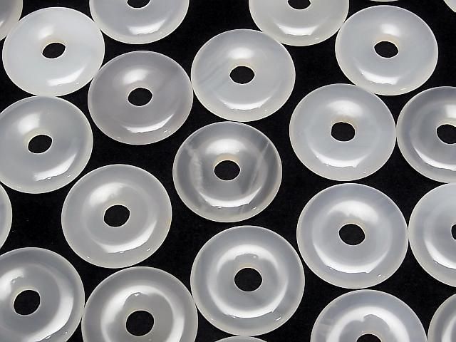 [Video] White Chalcedony Coin (Donut) 30x30mm 2pcs