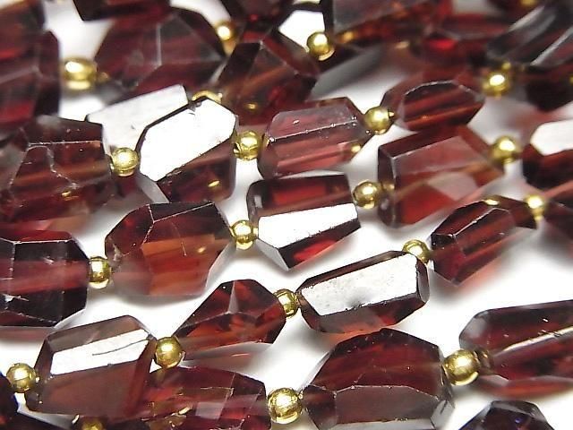 [Video] High Quality Mozambique Garnet AAA- Faceted Nugget 1strand Beads (approx. 7 inches/18 cm)