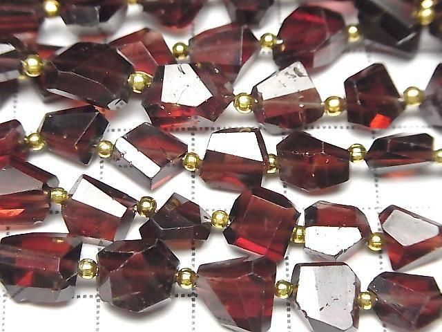 [Video] High Quality Mozambique Garnet AAA- Faceted Nugget 1strand Beads (approx. 7 inches/18 cm)