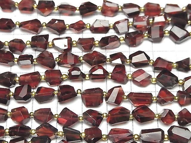 [Video] High Quality Mozambique Garnet AAA- Faceted Nugget 1strand Beads (approx. 7 inches/18 cm)