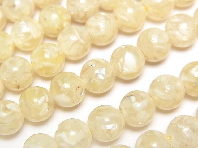 [Video] Mosaic Shell Round 8mm Ivory 1strand beads (approx. 15 inches/38 cm)