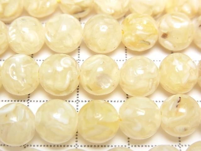 [Video] Mosaic Shell Round 8mm Ivory 1strand beads (approx. 15 inches/38 cm)