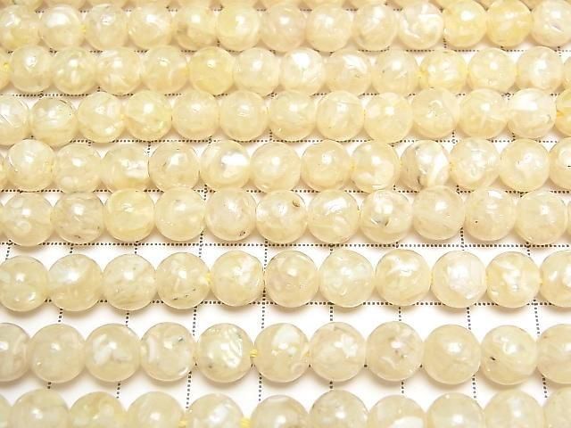 [Video] Mosaic Shell Round 8mm Ivory 1strand beads (approx. 15 inches/38 cm)