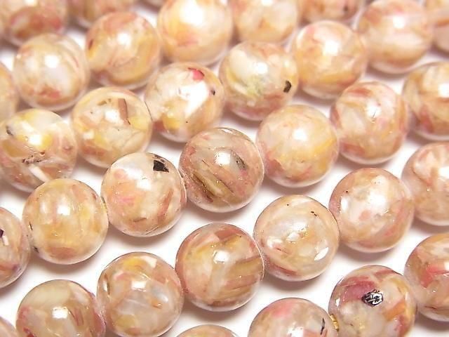 [Video] Mosaic Shell Round 8mm Pink 1strand beads (approx. 15 inches/38 cm)