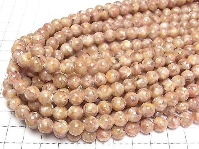 [Video] Mosaic Shell Round 8mm Pink 1strand beads (approx. 15 inches/38 cm)