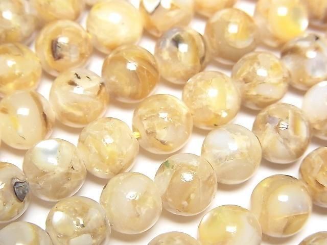 [Video] Mosaic Shell Round 8mm Beige 1strand beads (approx. 15 inches/38 cm)