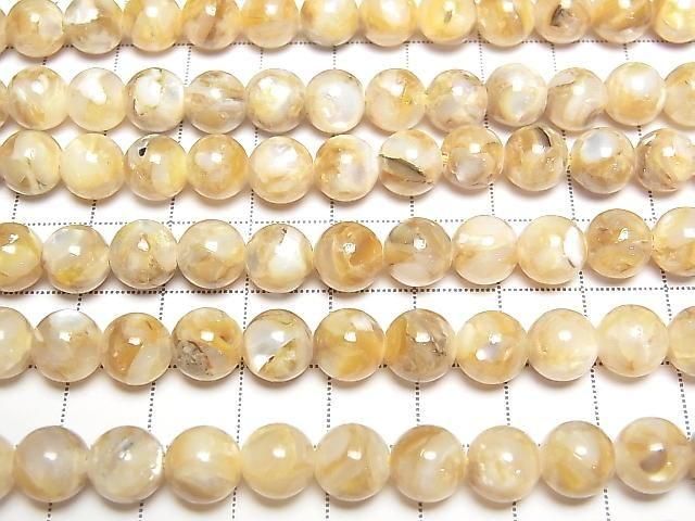 [Video] Mosaic Shell Round 8mm Beige 1strand beads (approx. 15 inches/38 cm)