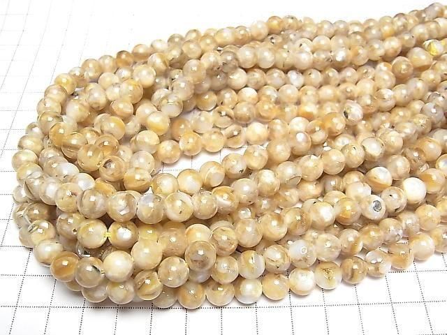 [Video] Mosaic Shell Round 8mm Beige 1strand beads (approx. 15 inches/38 cm)