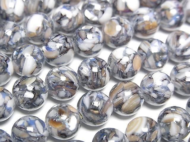 [Video] Mosaic Shell Round 8mm Blue 1strand beads (approx. 15 inches/38 cm)