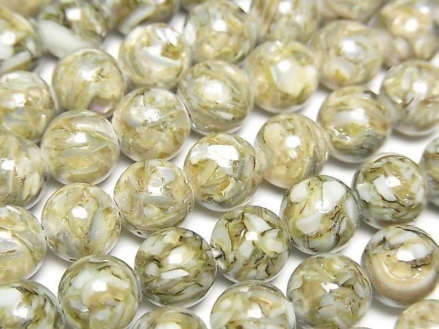 [Video] Mosaic Shell Round 8mm Green 1strand beads (approx. 15 inches/38 cm)
