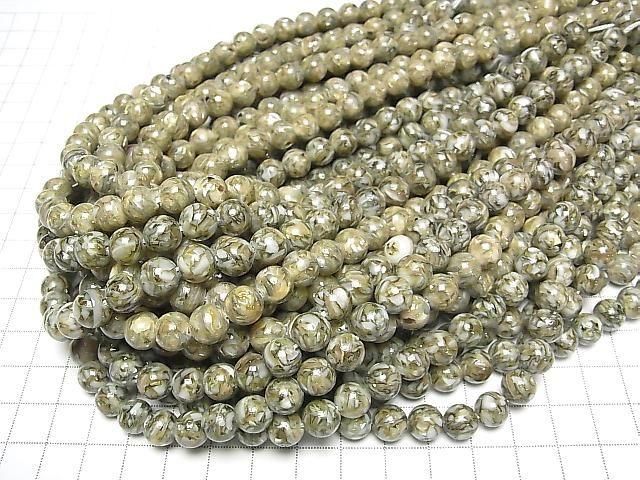 [Video] Mosaic Shell Round 8mm Green 1strand beads (approx. 15 inches/38 cm)