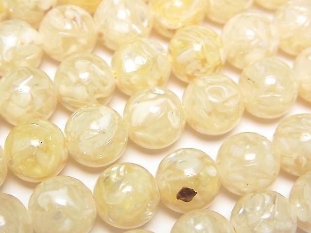 [Video] Mosaic Shell Round 10mm Ivory 1strand beads (approx. 15 inches/38 cm)