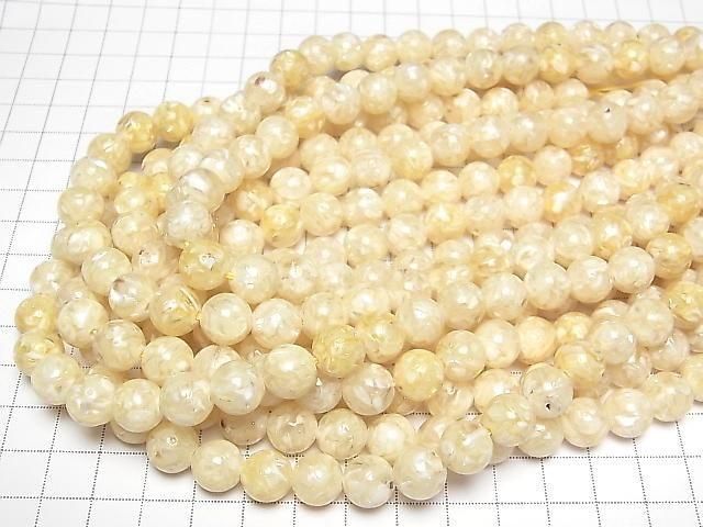 [Video] Mosaic Shell Round 10mm Ivory 1strand beads (approx. 15 inches/38 cm)