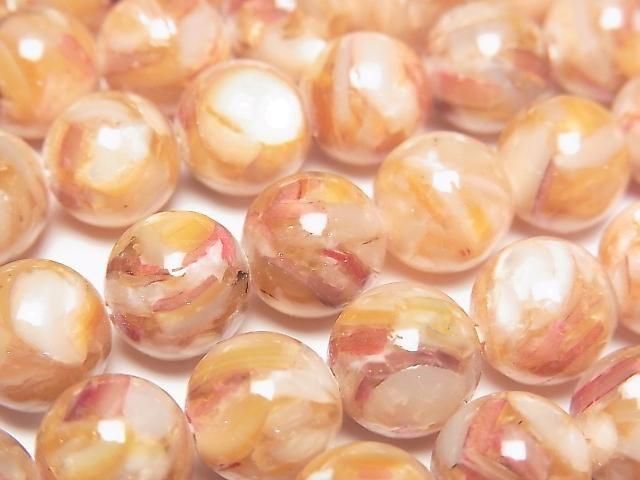 [Video] Mosaic Shell Round 10mm Pink 1strand beads (approx. 15 inches/38 cm)