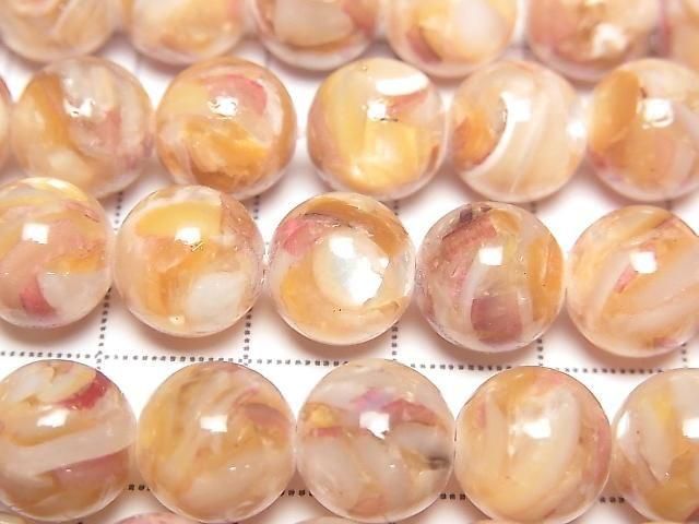 [Video] Mosaic Shell Round 10mm Pink 1strand beads (approx. 15 inches/38 cm)