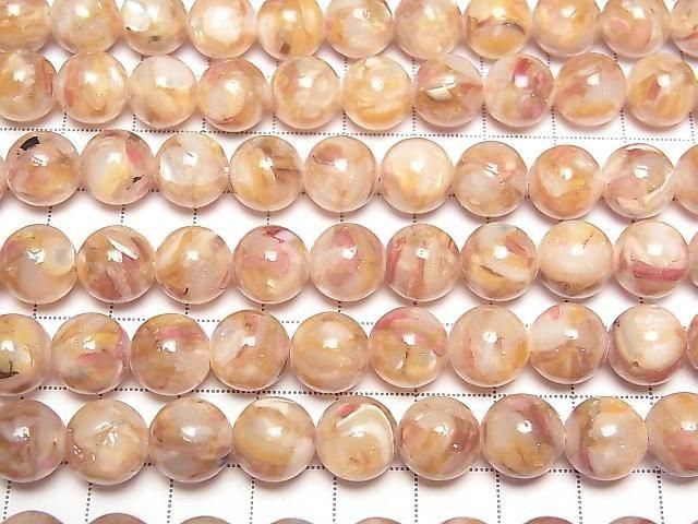 [Video] Mosaic Shell Round 10mm Pink 1strand beads (approx. 15 inches/38 cm)