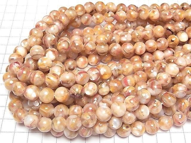[Video] Mosaic Shell Round 10mm Pink 1strand beads (approx. 15 inches/38 cm)