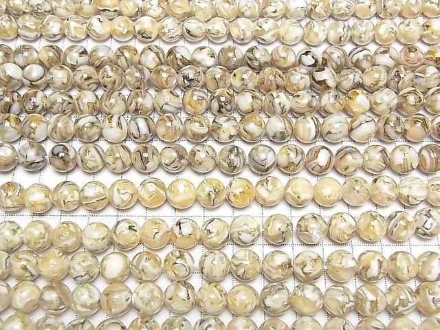 [Video] Mosaic Shell Round 10mm Beige 1strand beads (approx. 15 inches/38 cm)